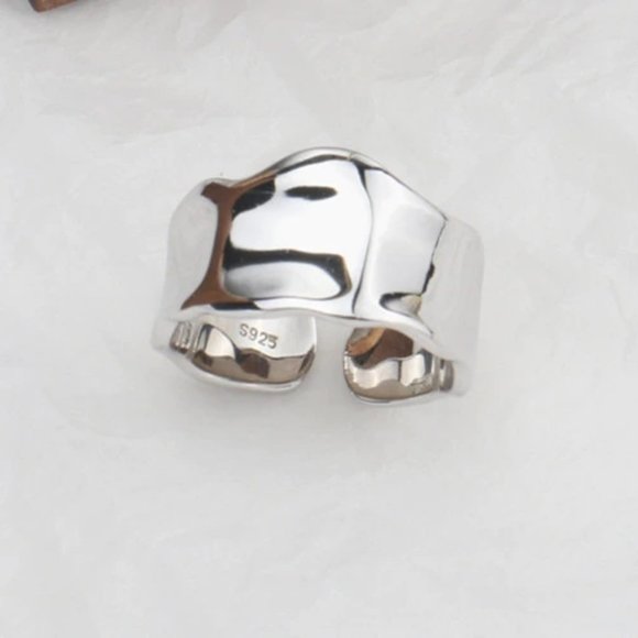 NEW Gold/Sterling Silver Open Wave Adjustable Ring - Picture 7 of 8